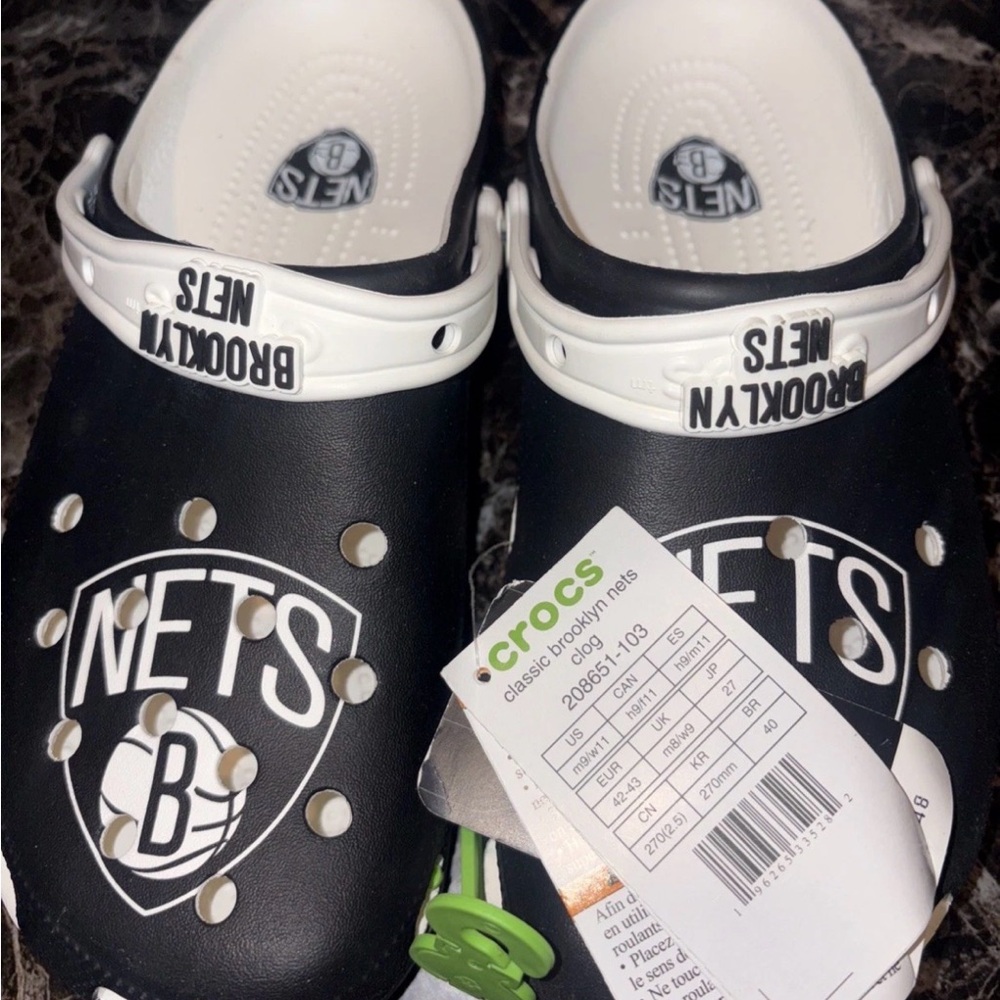 CROCS Kids Black Brooklyn Nets Slippers